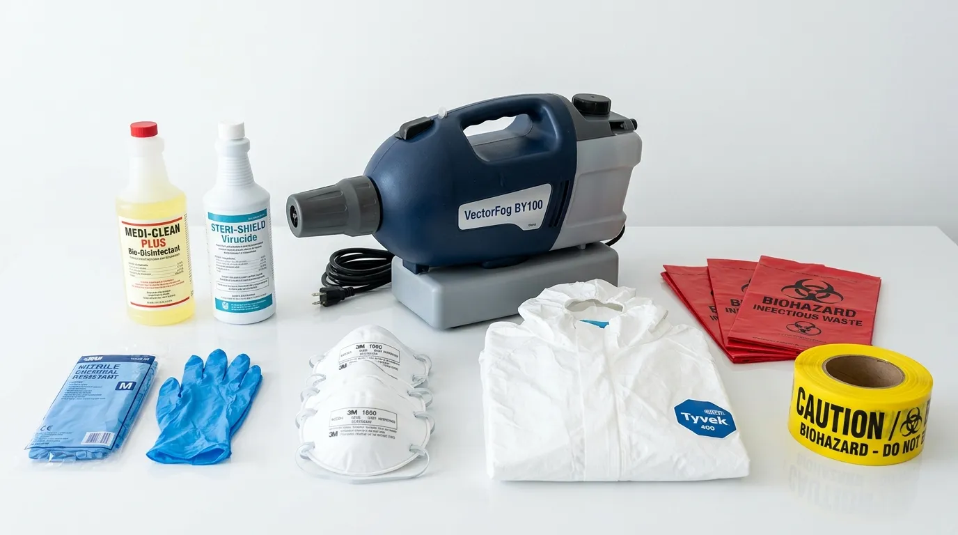 Professional biohazard remediation crew working in Medfield