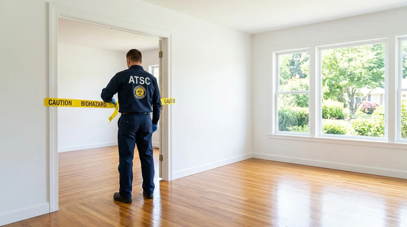 Certified biohazard cleanup crew performing Trauma Scene Cleanup in Medfield